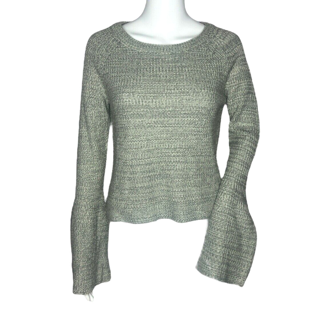 Jack By BB Dakota Sweater Womens Medium Marled Gray Deja Vu Bell Sleeve Neutral